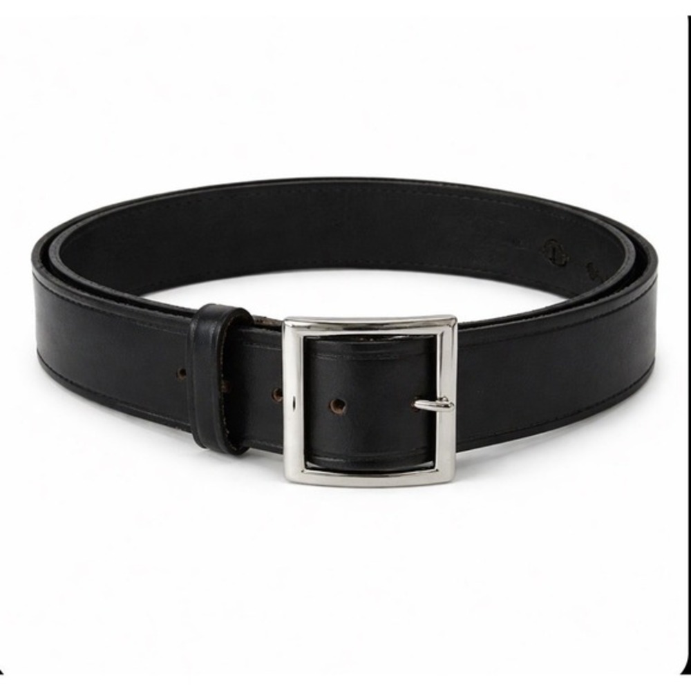 Dickies Top Grain Cowhide Leather Belt Black Silver Buckle Made USA Size 46